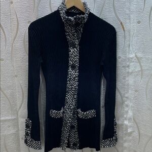 Belldini Black and White Textured Cardigan